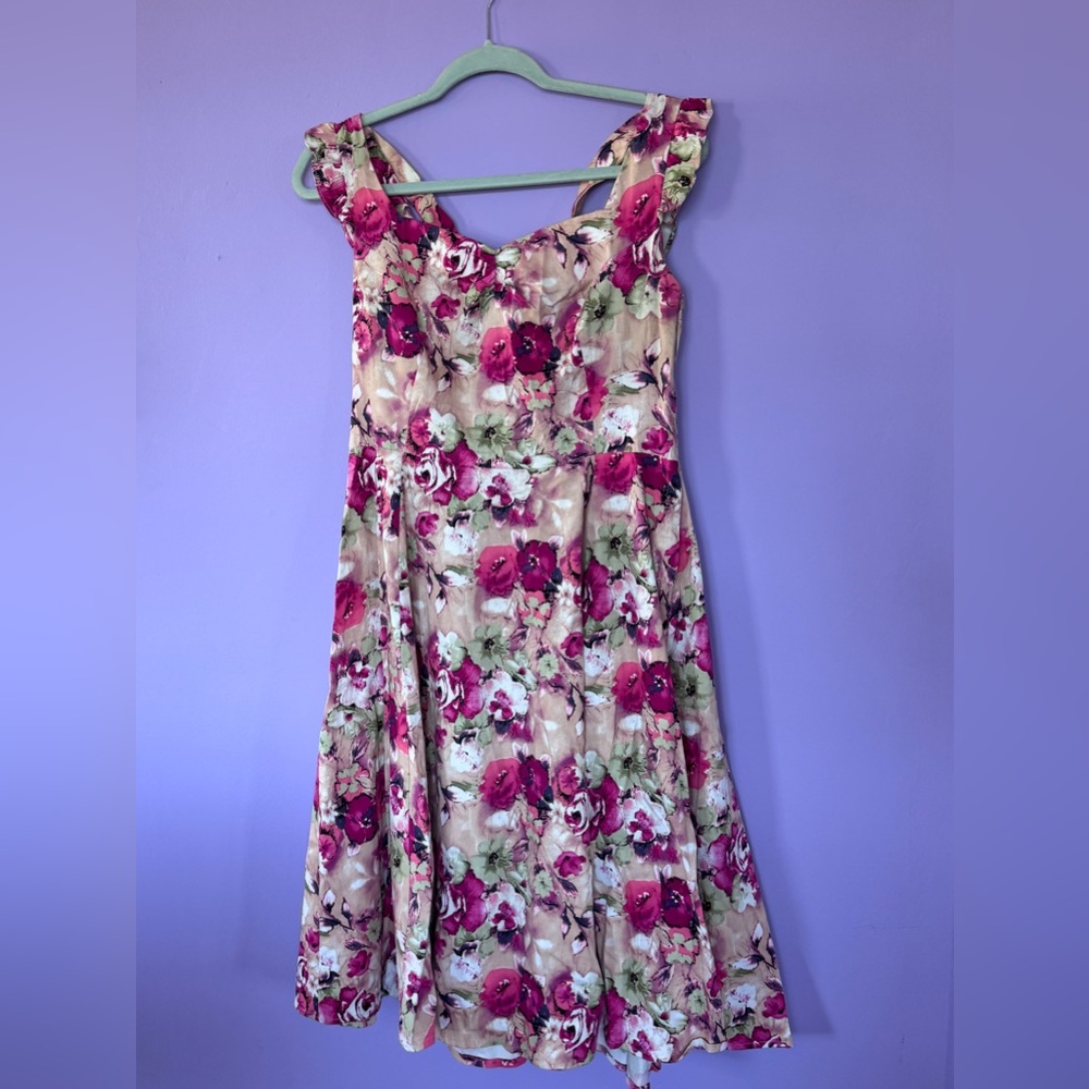 Floral Pink and Green Dress